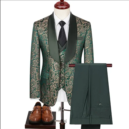 Premium Wedding Jacquard 3-Piece Suit