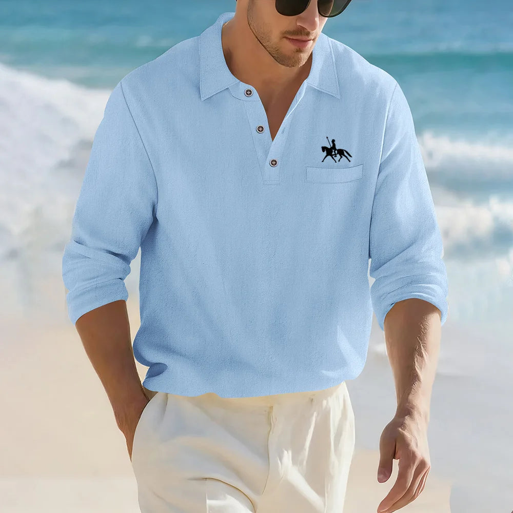 Men’s Casual Linen Cotton Lapel Shirt