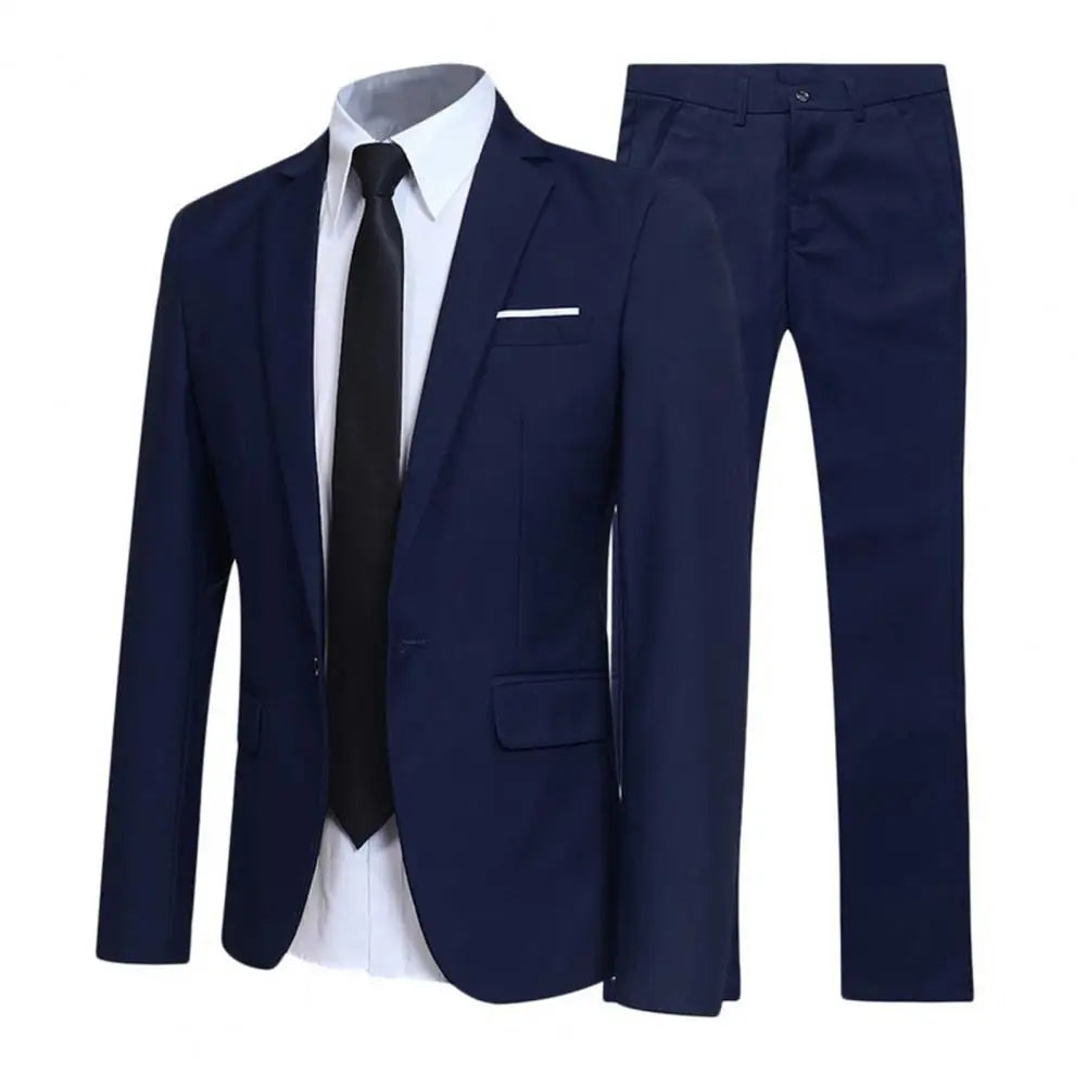 2 Piece Solid Color Groom Suit Set