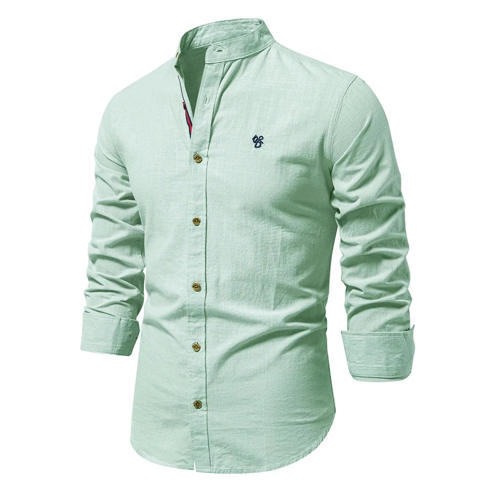 Men Spring Cotton Long Sleeve Shirt