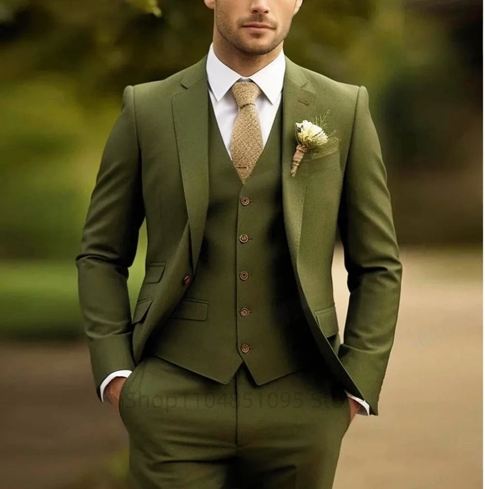 legant Gray Men’s 3-Piece Slim Fit Suit