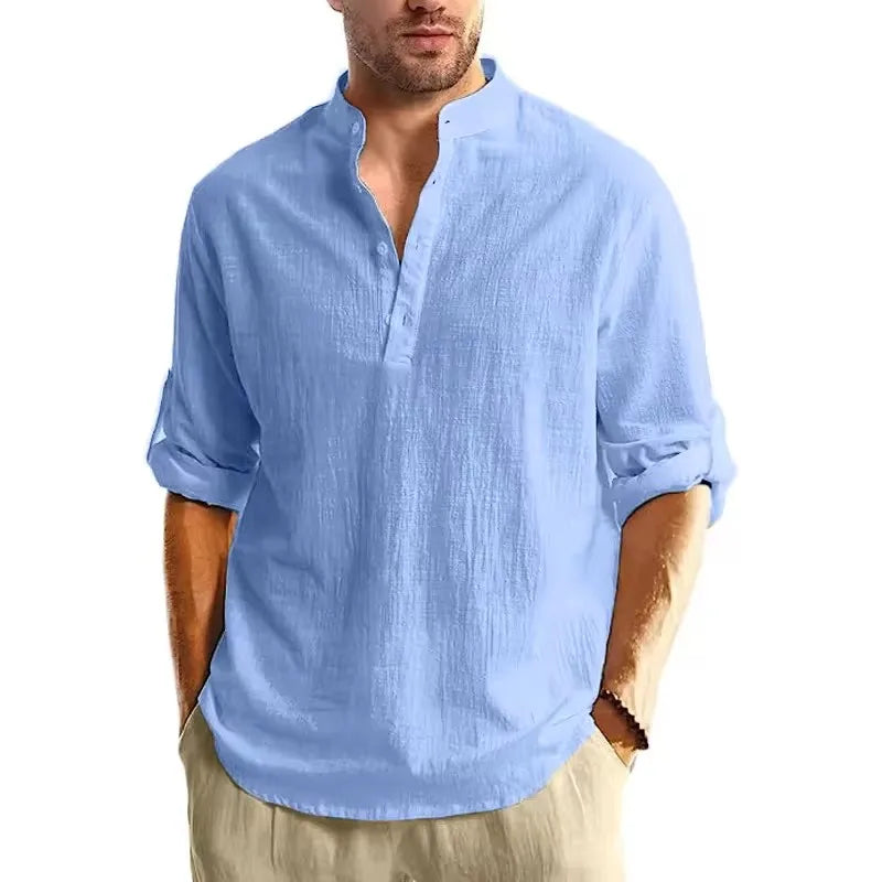 Men Long Sleeve Cotton Casual Shirt