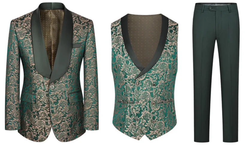 Premium Wedding Jacquard 3-Piece Suit