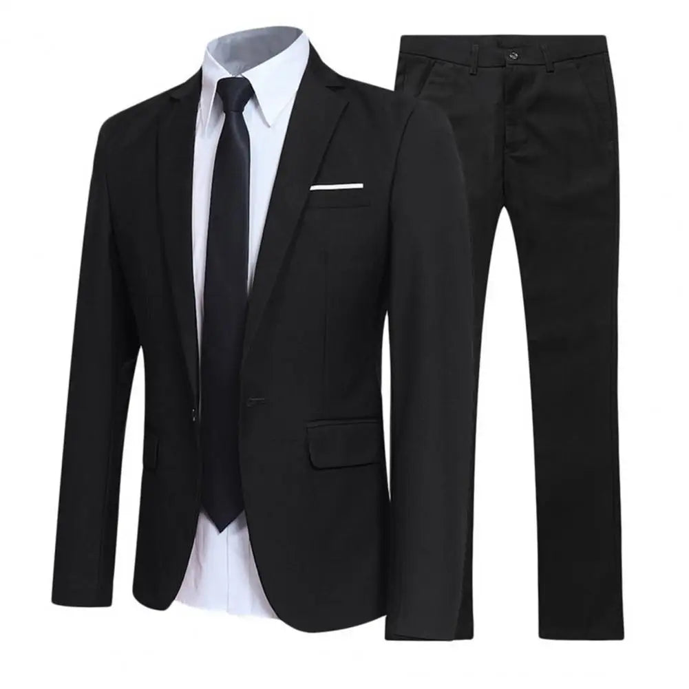 2 Piece Solid Color Groom Suit Set
