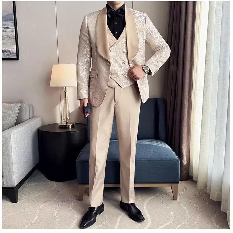 Premium Wedding Jacquard 3-Piece Suit