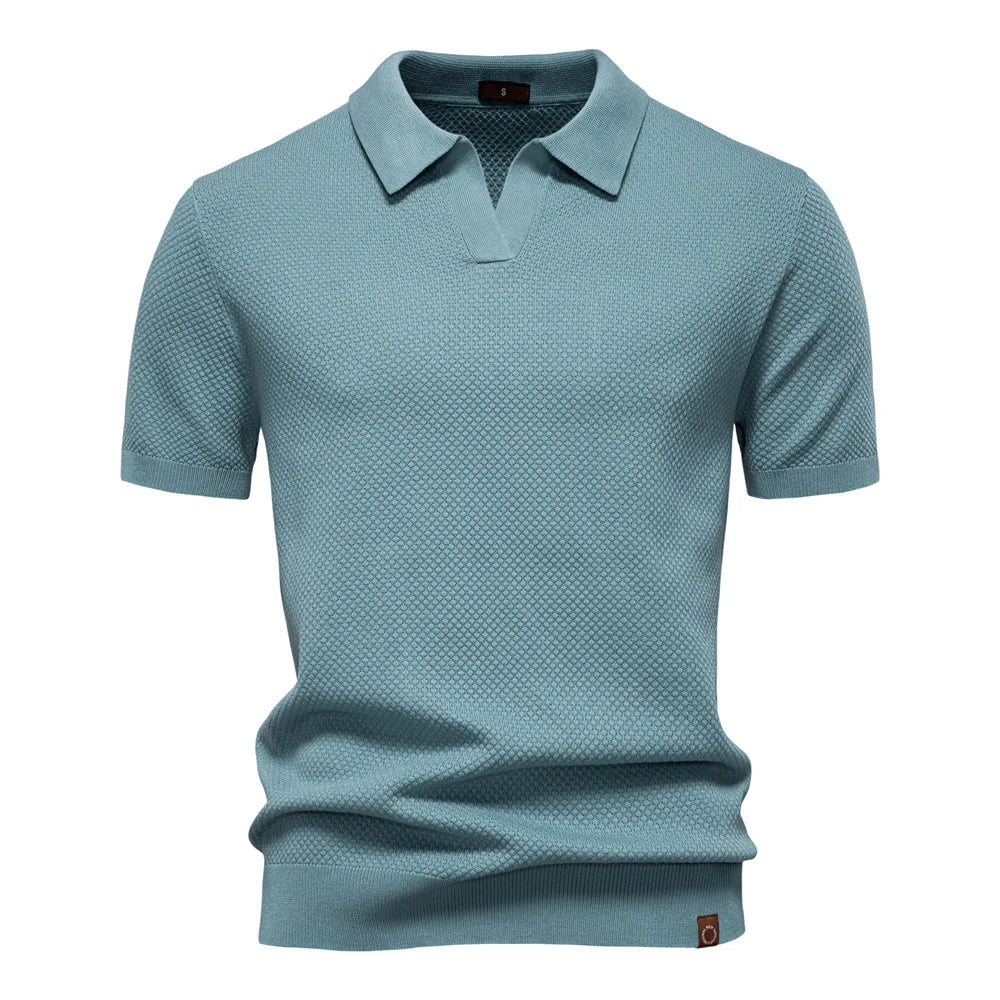 Breathable Solid Color Summer Casual Collared T-Shirt