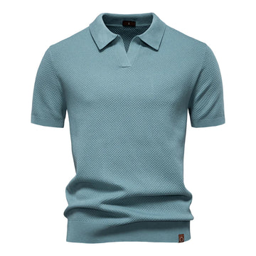 Breathable Solid Color Summer Casual Collared T-Shirt