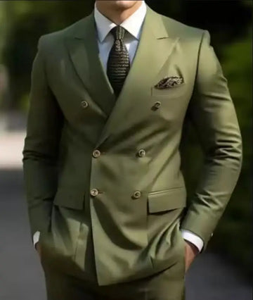 Men Double Breasted Slim Fit Wedding Formal Suit