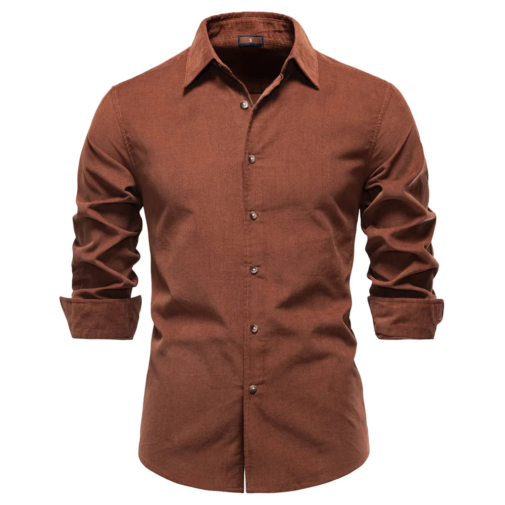 Men Corduroy Shirt 100% Cotton Heavyweight Long Sleeve Shirt