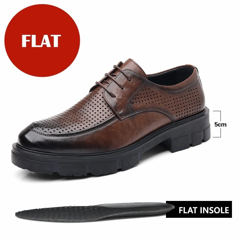 Men Elevator Shoes Height Increasing Genuine Leather Shoes