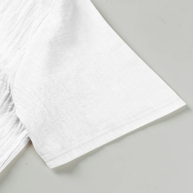 Men’s Cotton Linen Henley T-Shirt