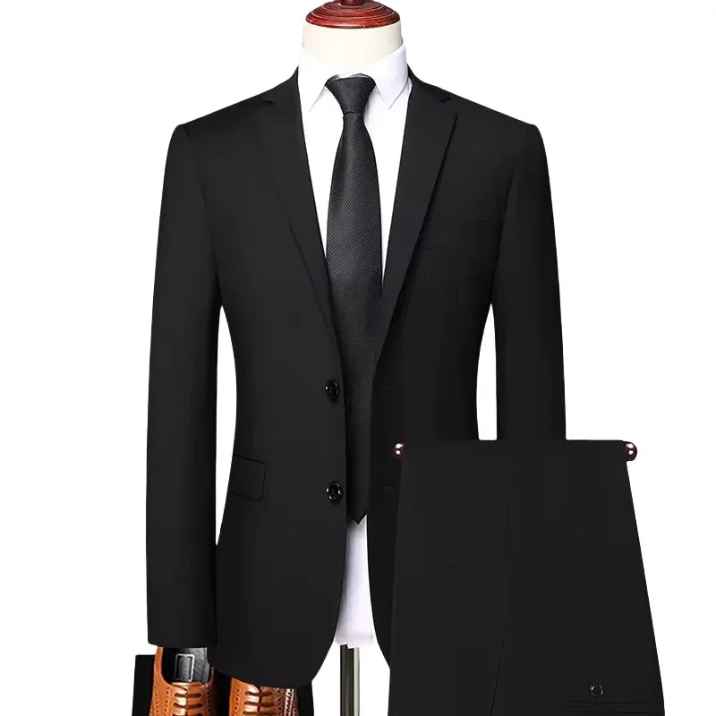 Men Slim Fit Suit 2 Piece Blazer Pants