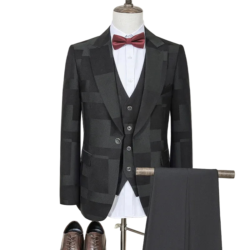 Men’s Luxury 3-Piece Plaid Suit