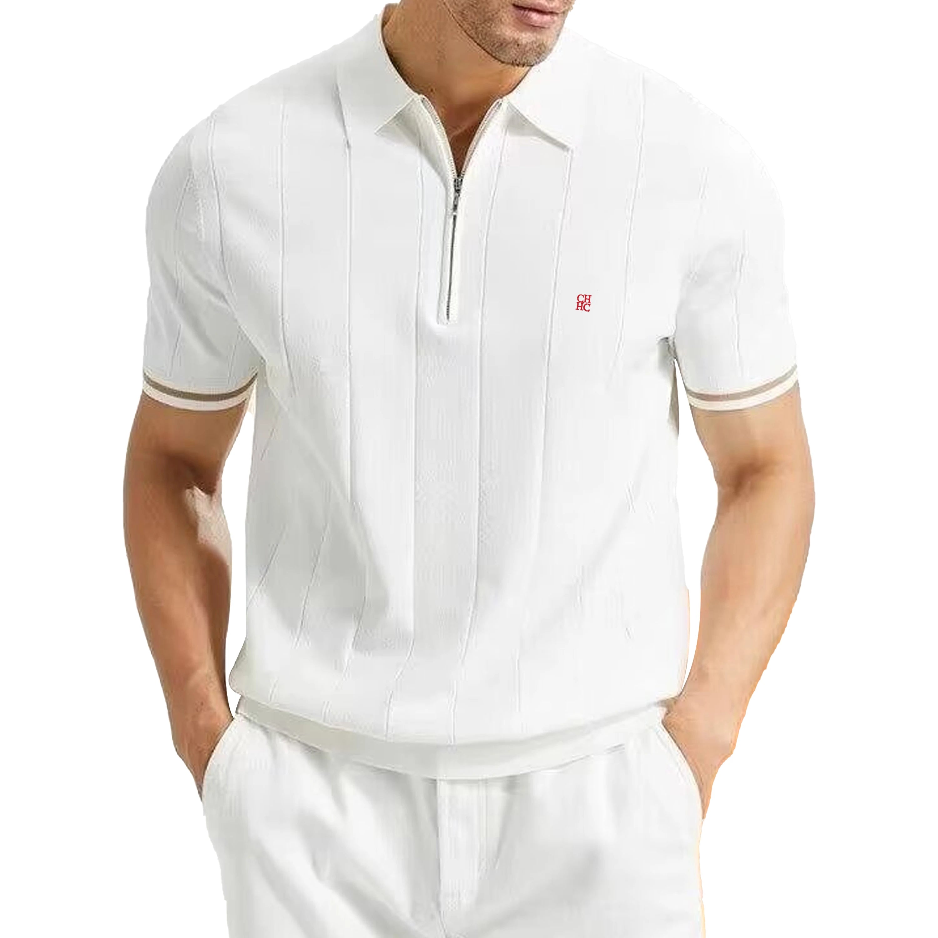 Men Summer Ribbed Knit Shirt