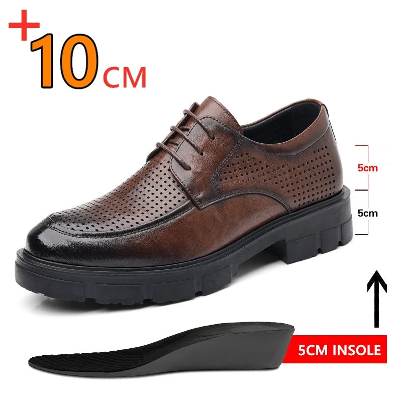 Men Elevator Shoes Height Increasing Genuine Leather Shoes