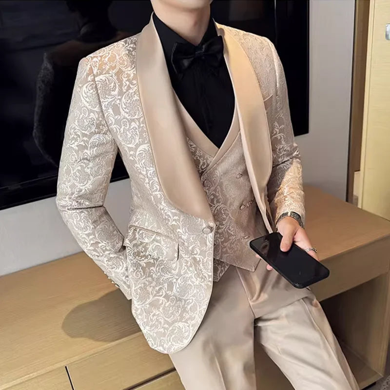 Premium Wedding Jacquard 3-Piece Suit