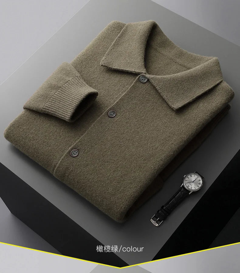 Men’s Collar Wool Cardigan Jacket