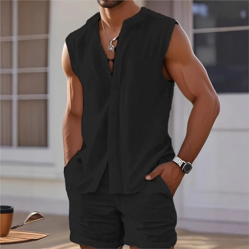 Men’s Summer Cotton-Linen 2-Piece Set