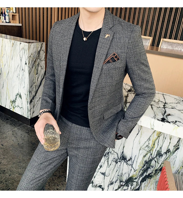 Men Slim Fit Business Suit 2 Piece Boutique Formal Suit