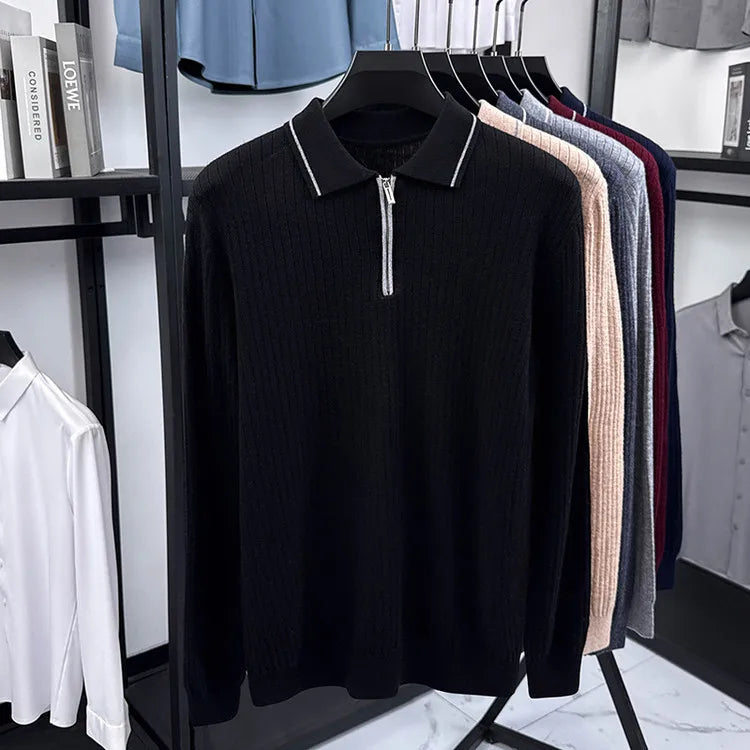 Ribbed Texture Business Casual Pullover