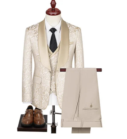 Premium Wedding Jacquard 3-Piece Suit