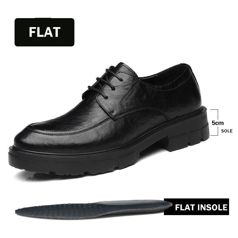 Men Elevator Shoes Height Increasing Genuine Leather Shoes