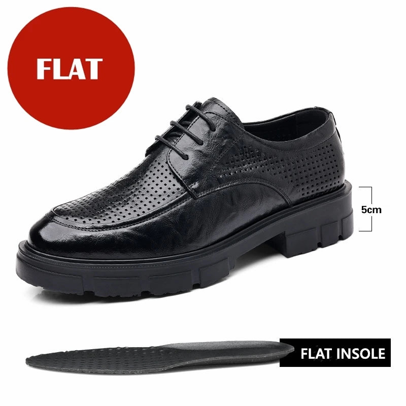 Men Elevator Shoes Height Increasing Genuine Leather Shoes