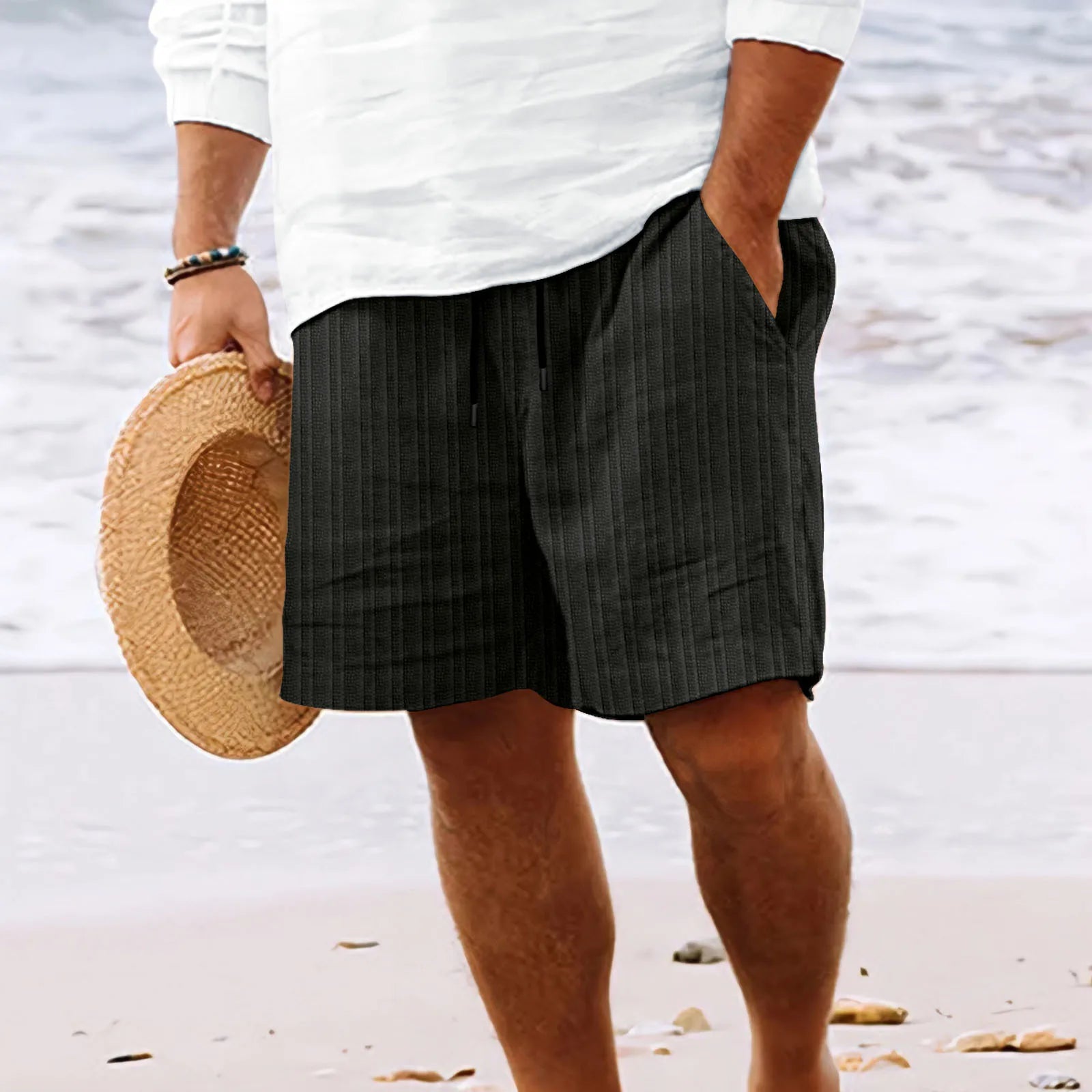 Summer Casual Striped Multi-Pocket Lightweight Shorts