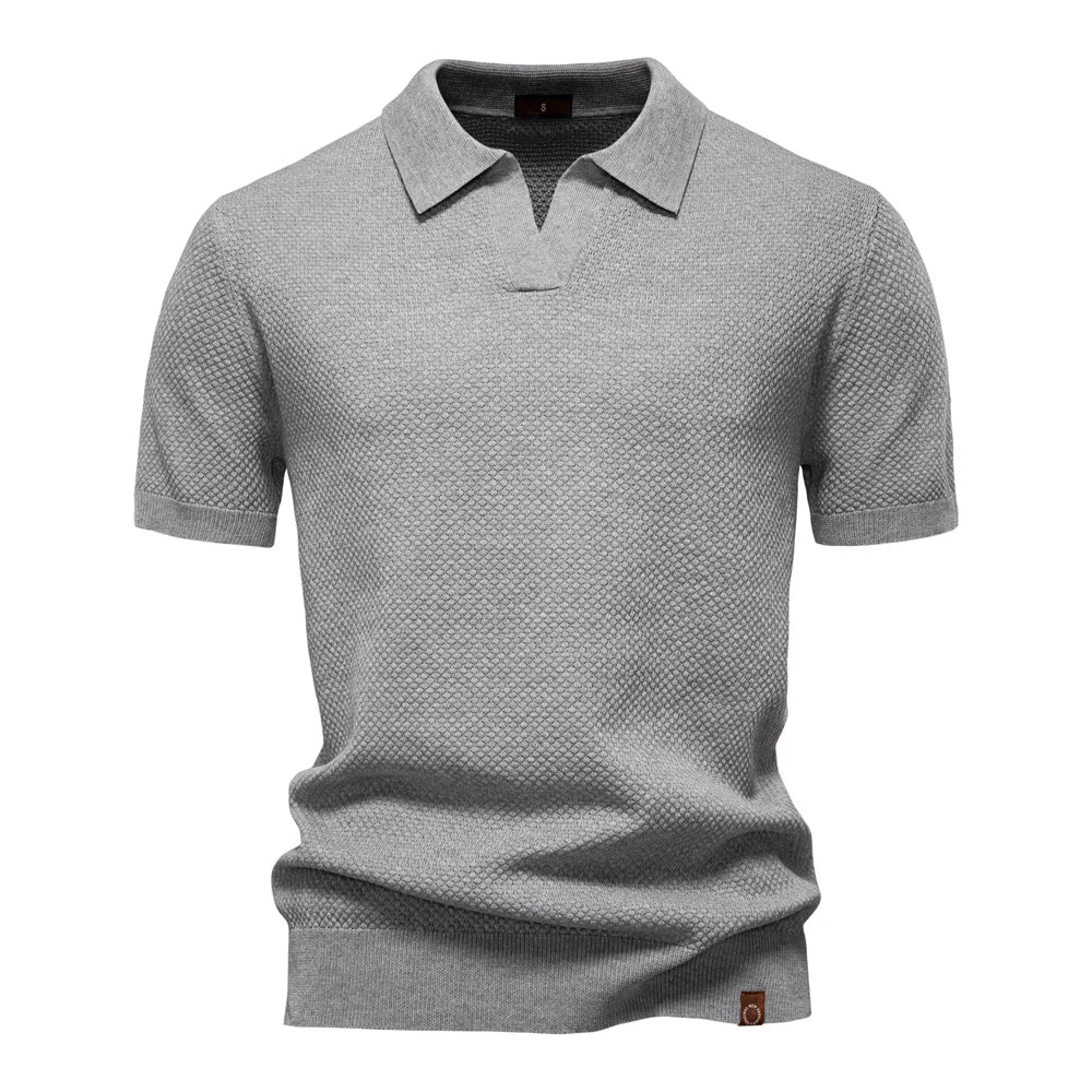 Breathable Solid Color Summer Casual Collared T-Shirt