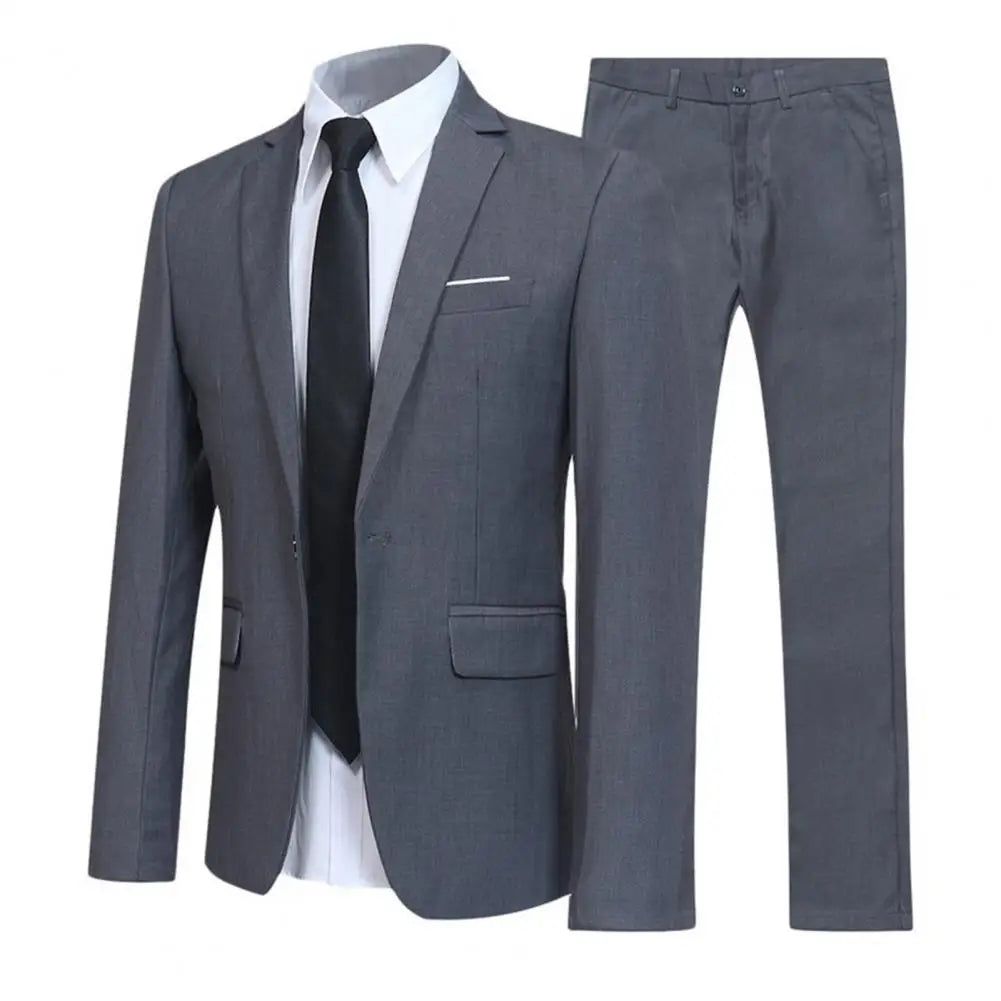 2 Piece Solid Color Groom Suit Set