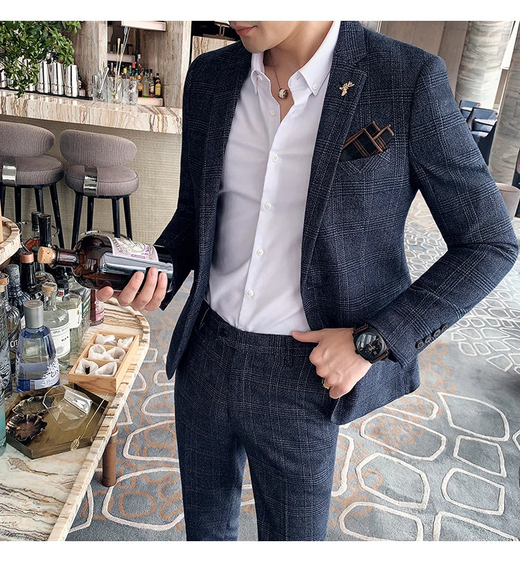 Men Slim Fit Business Suit 2 Piece Boutique Formal Suit