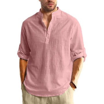 Men Long Sleeve Cotton Casual Shirt