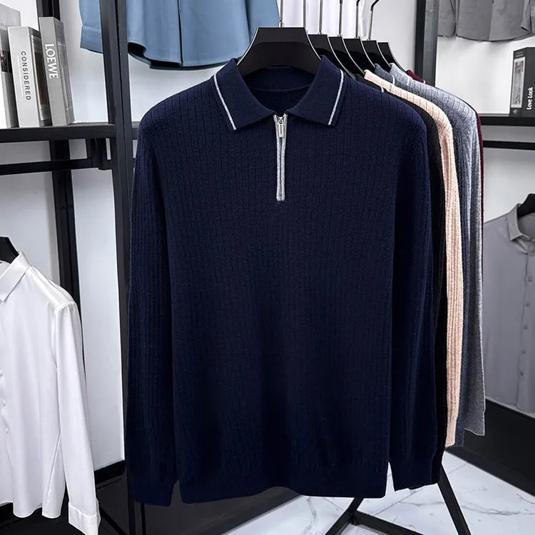 Ribbed Texture Business Casual Pullover