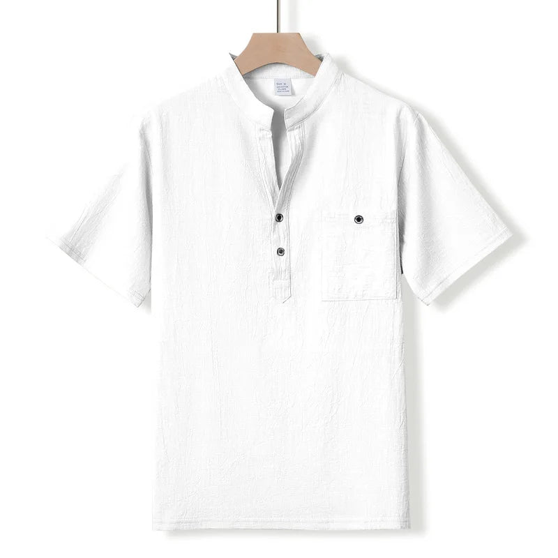 Men’s Cotton Linen Henley T-Shirt