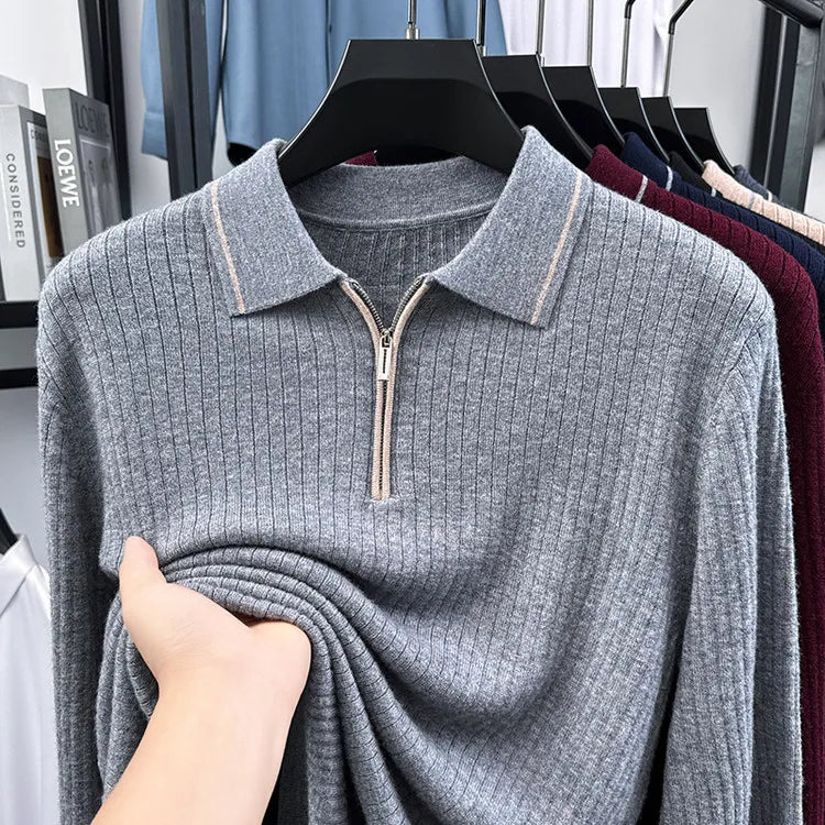 Ribbed Texture Business Casual Pullover