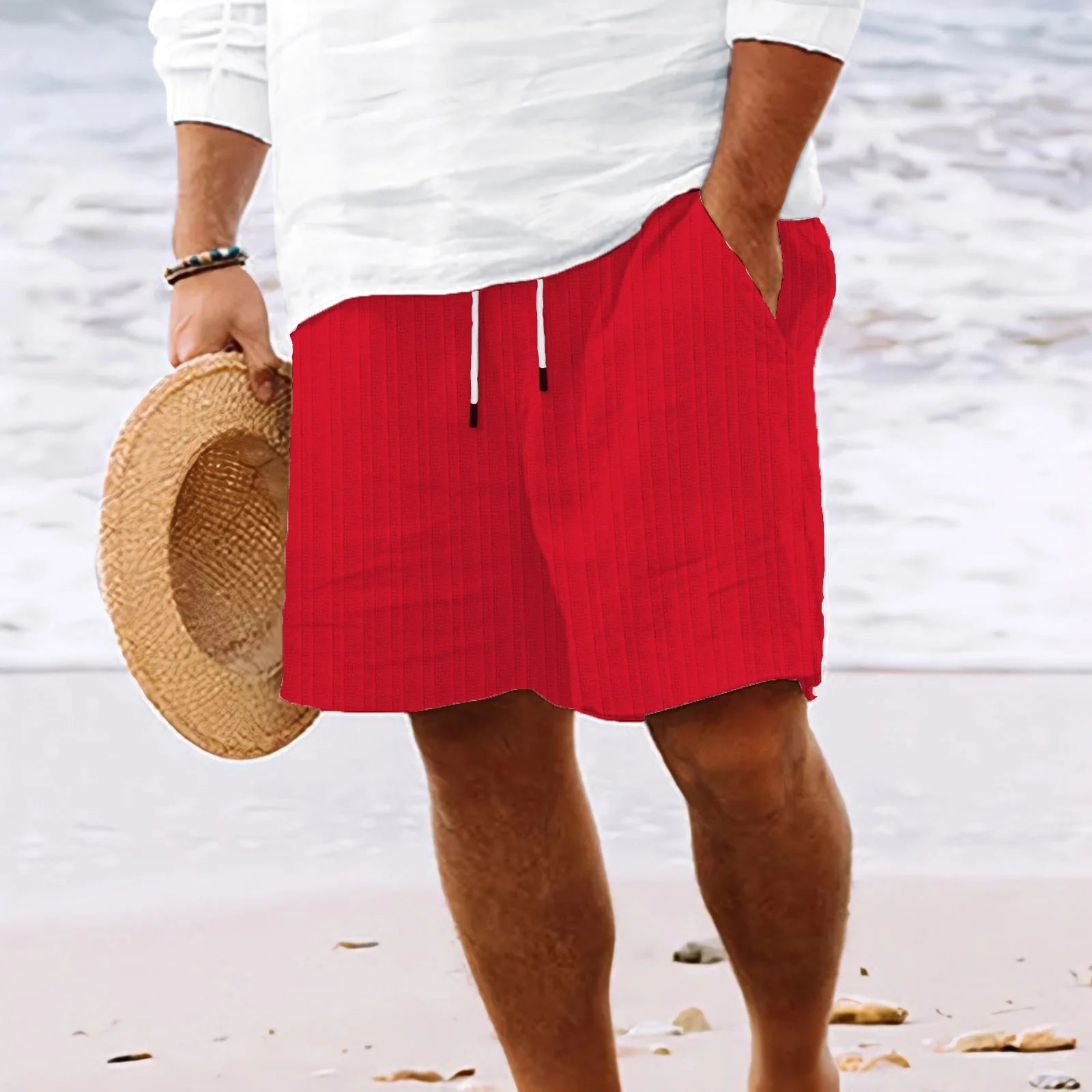 Summer Casual Striped Multi-Pocket Lightweight Shorts