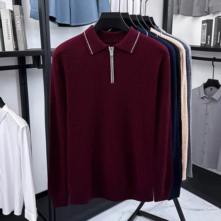 Ribbed Texture Business Casual Pullover