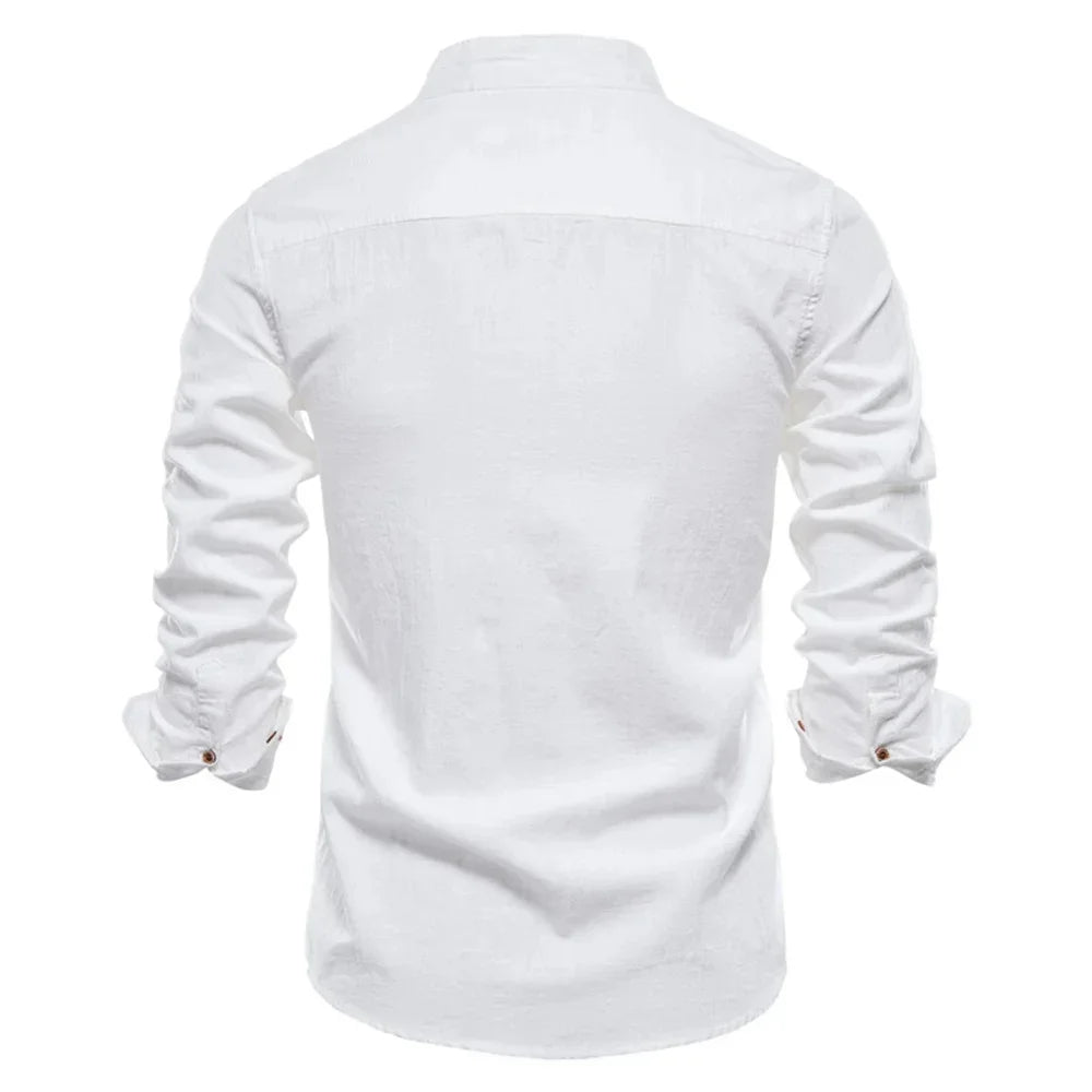 Men Spring Cotton Long Sleeve Shirt
