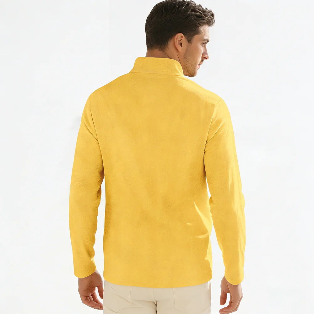 Men’s Casual Linen Cotton Lapel Shirt