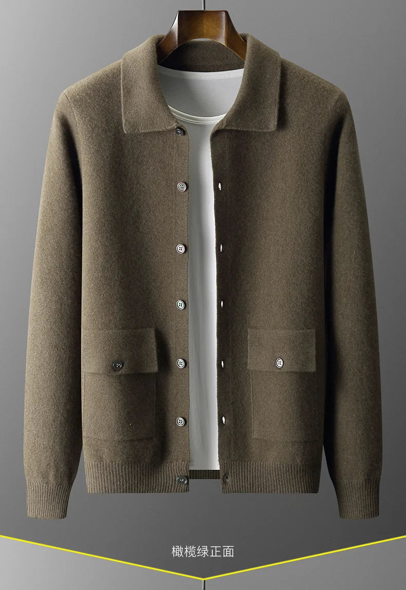 Men’s Collar Wool Cardigan Jacket