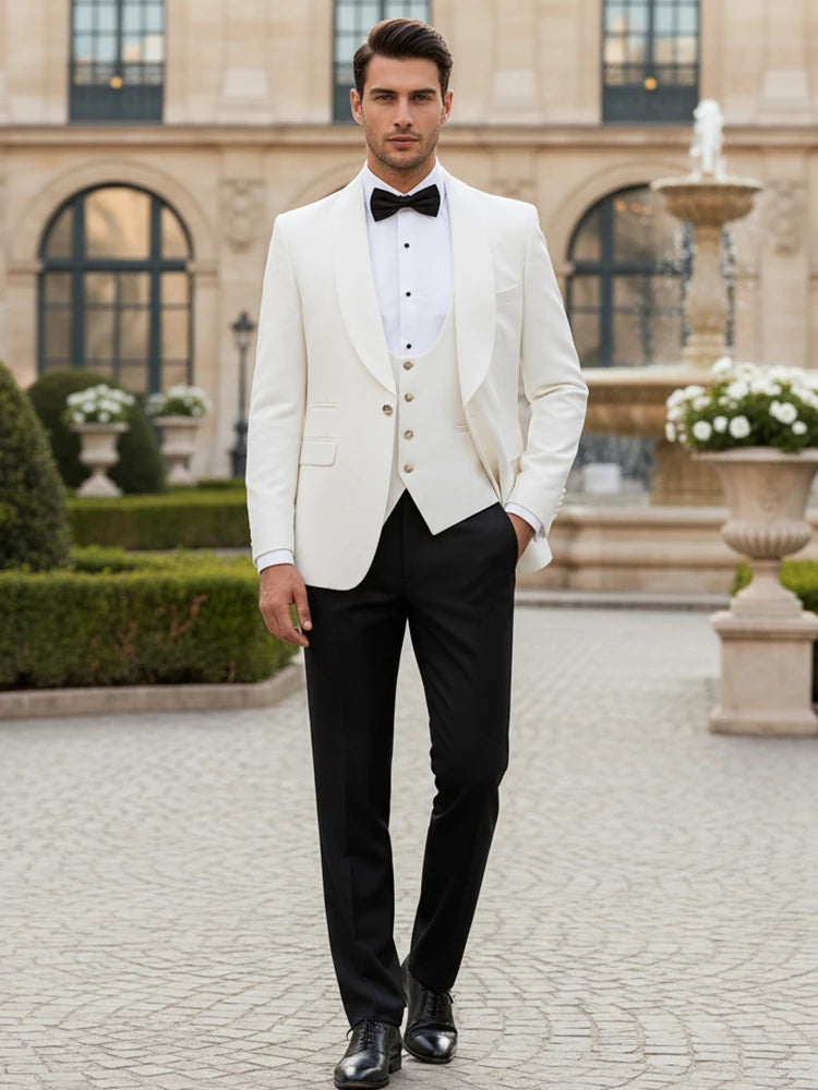 Men White Elegant Tuxedo Suit