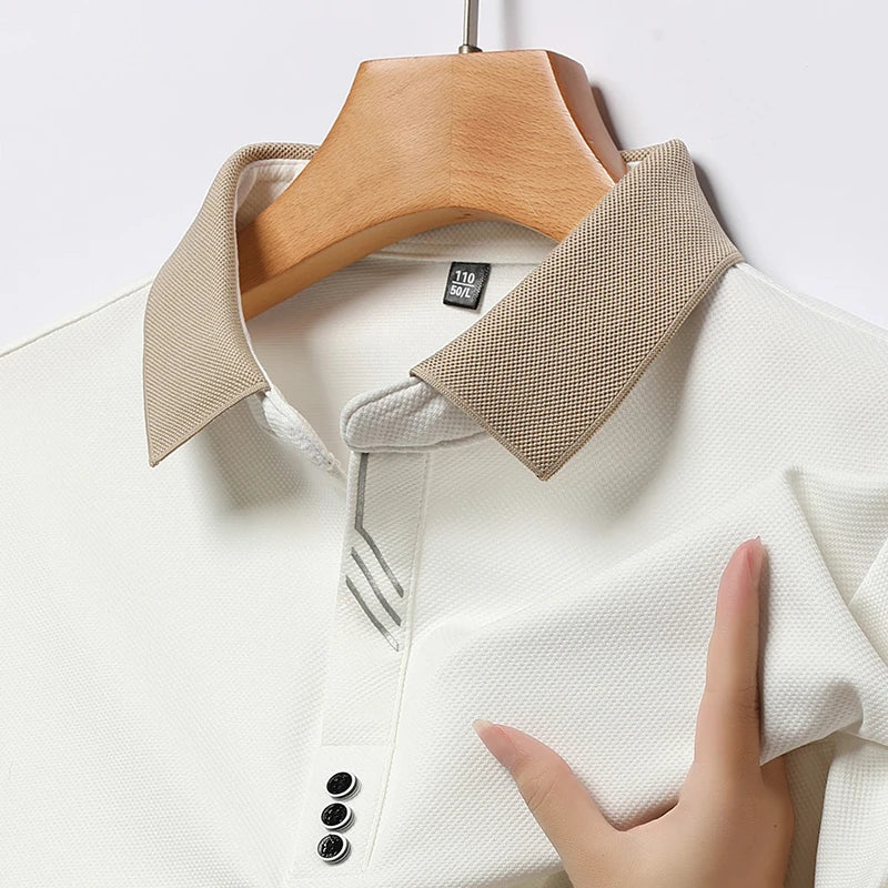 Men Long Sleeve V Neck Shirt Business Sweatwear Top