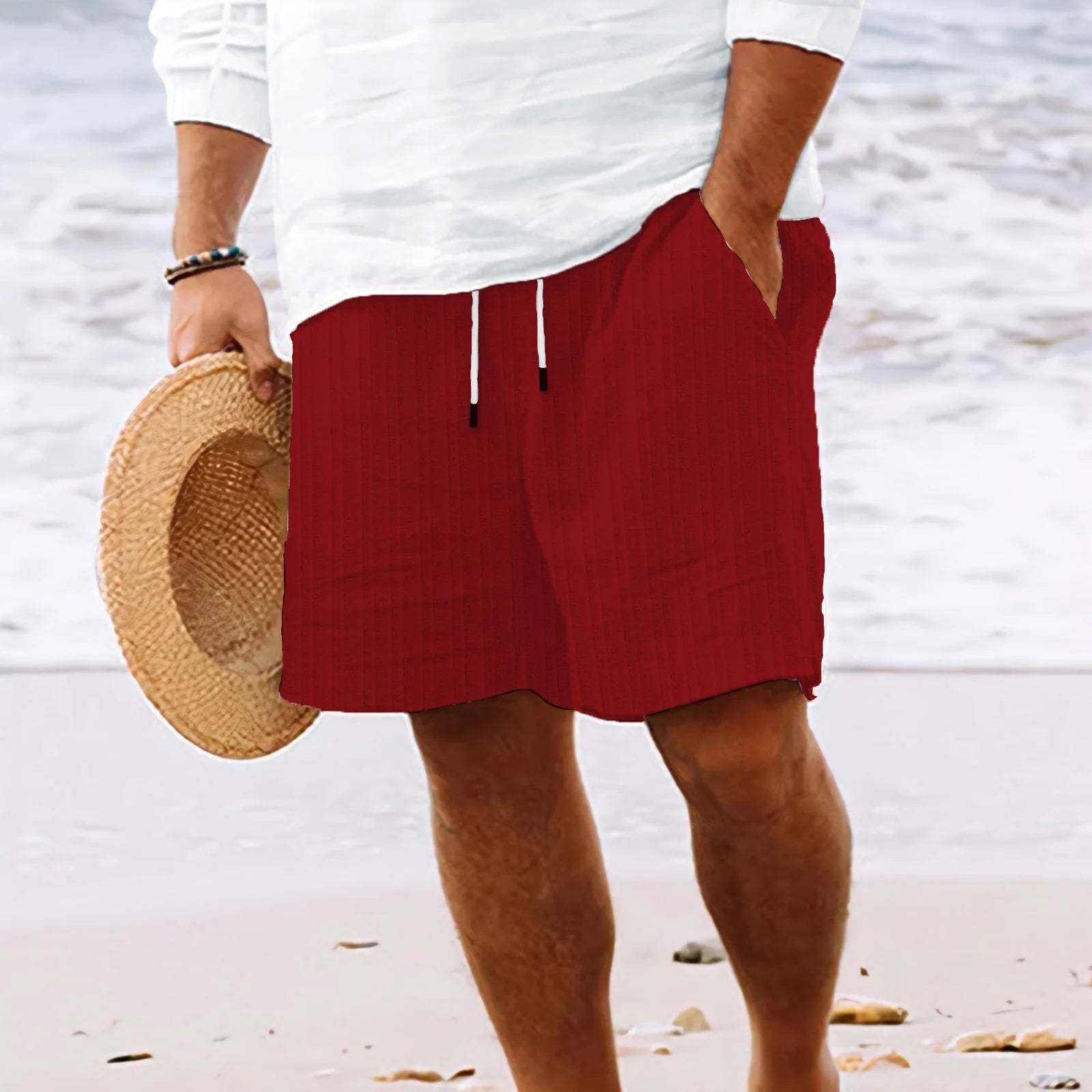 Summer Casual Striped Multi-Pocket Lightweight Shorts