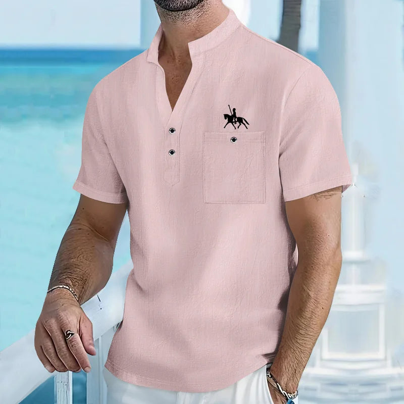 Men’s Cotton Linen Henley T-Shirt