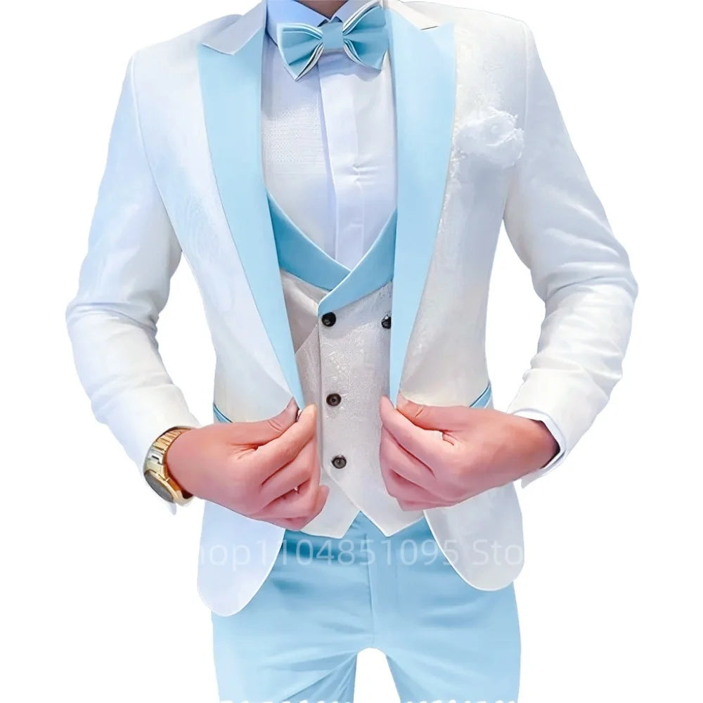 Regular Fit Double Breasted Blazer, Vest & Pants