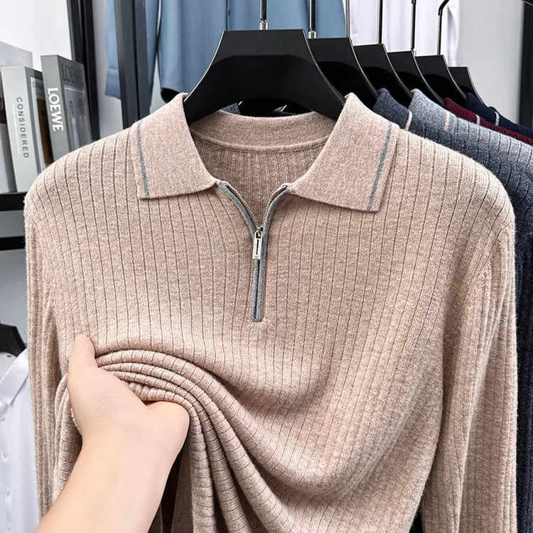 Ribbed Texture Business Casual Pullover
