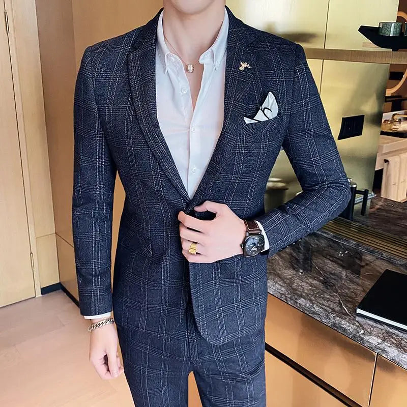 Men Slim Fit Business Suit 2 Piece Boutique Formal Suit