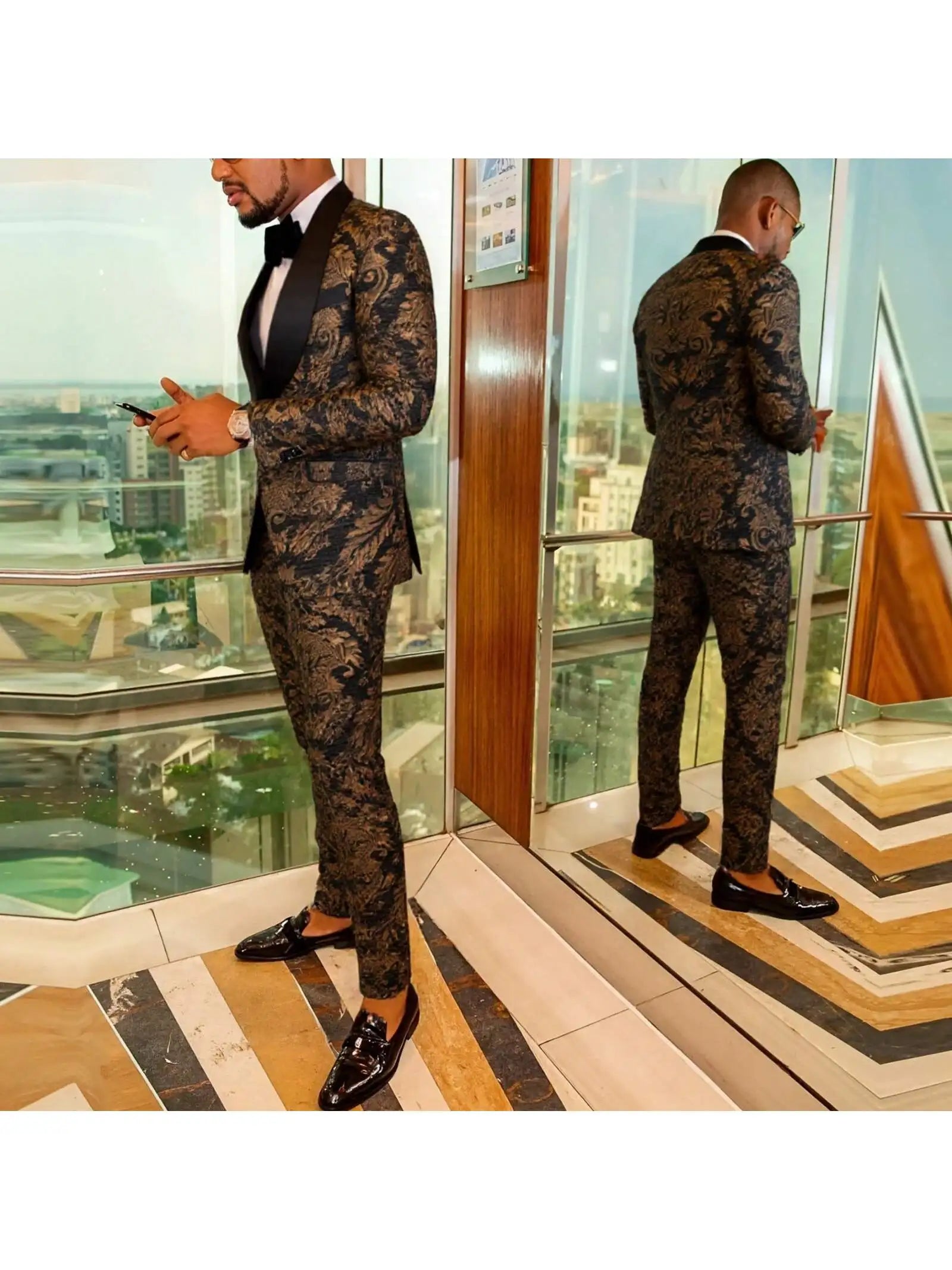 Men’s Jacquard Slim Fit 2-Piece Suit