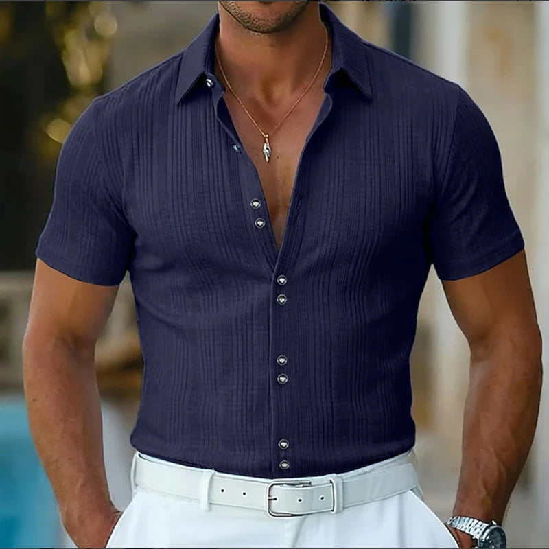 Men’s Textured Woven Polyester Shirt