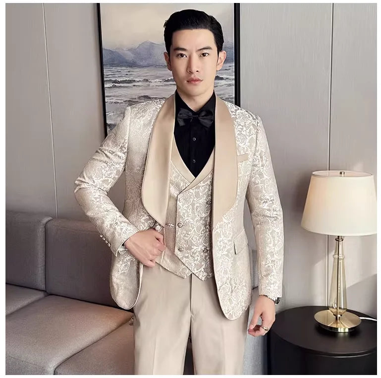 Premium Wedding Jacquard 3-Piece Suit
